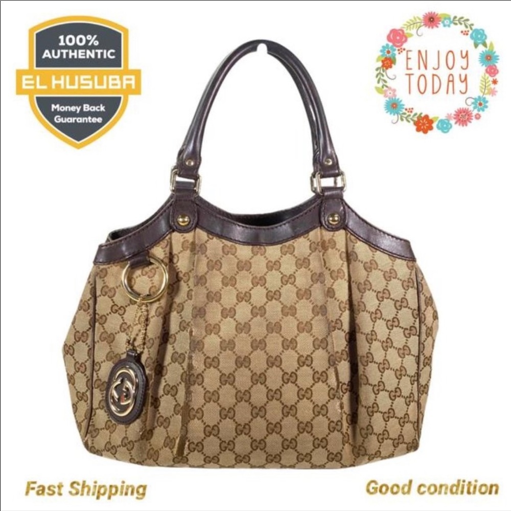 🌻💯Gucci Shoulder Bag Sukey GG Light Brown